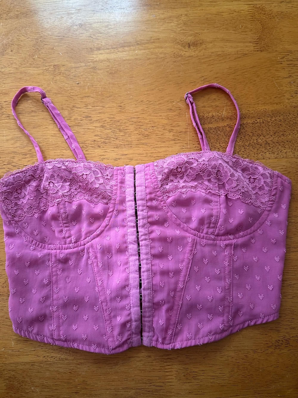 L.A. Hearts Pink Lace Bustier Crop Top